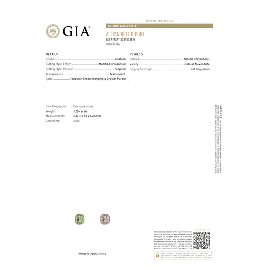 Natural Alexandrite Origin Sri Lanka 1.50ct With GIA Report