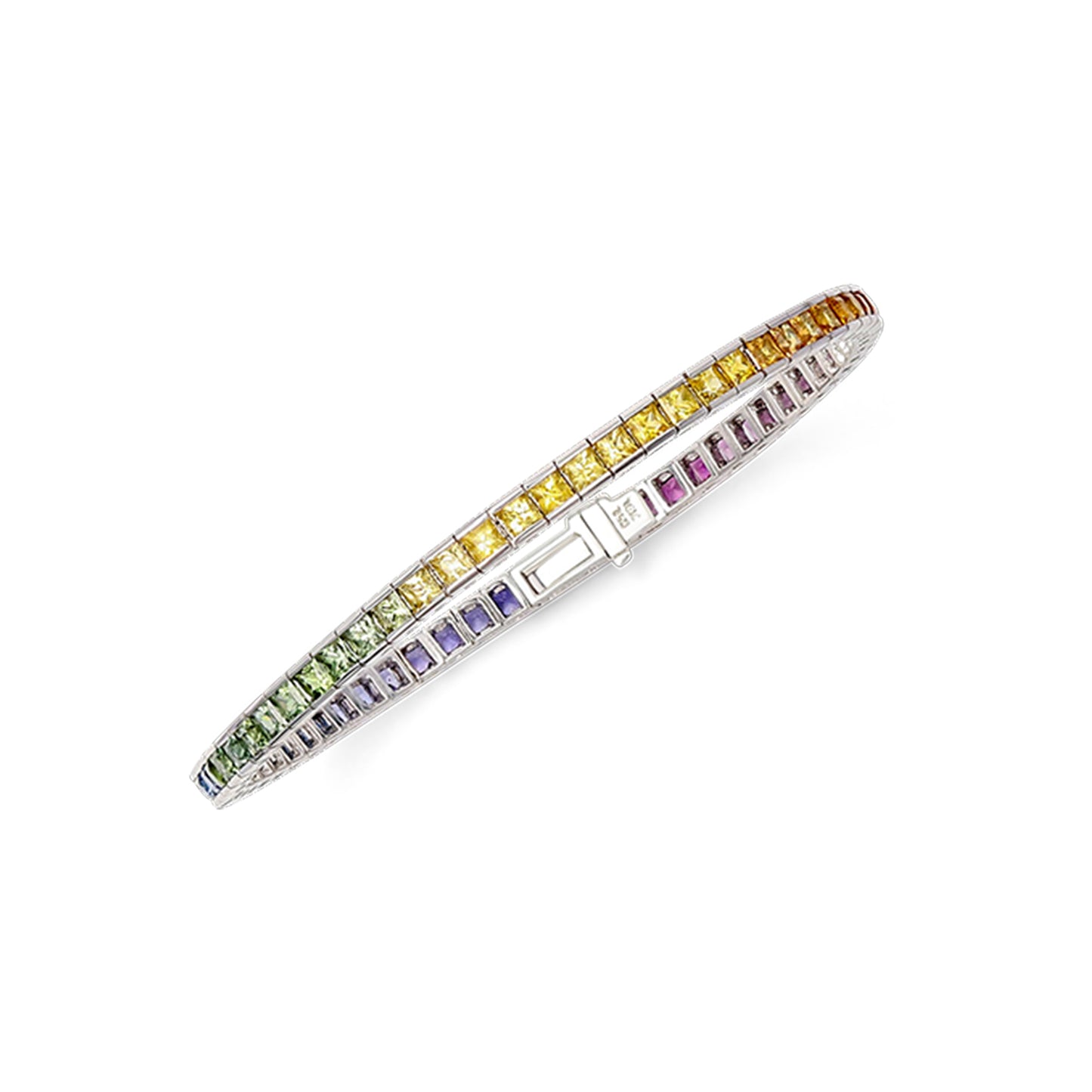 Multi Color Sapphire Bracelet 14K White Gold