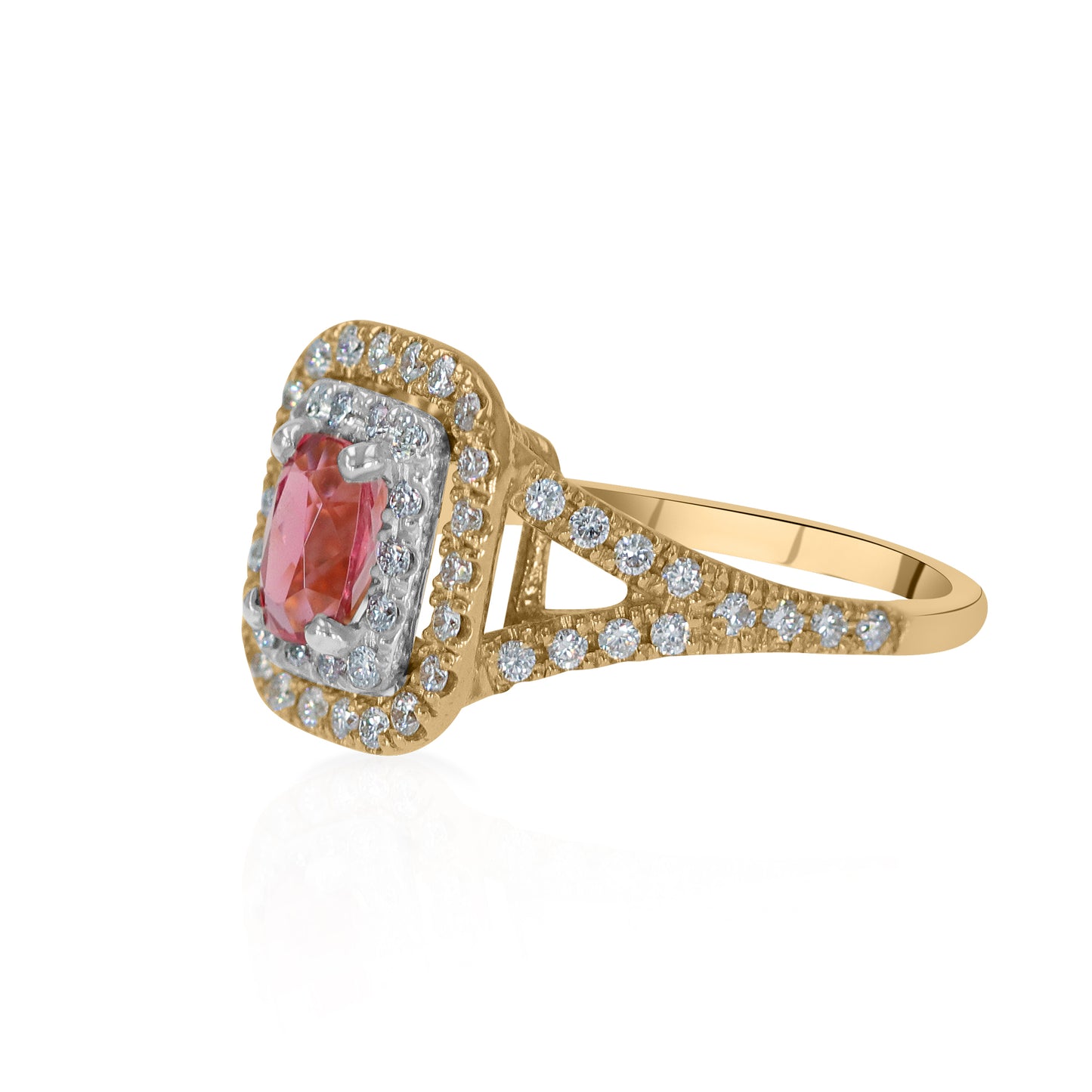 Natural Tanzanian Red Spinel and Diamond Ring