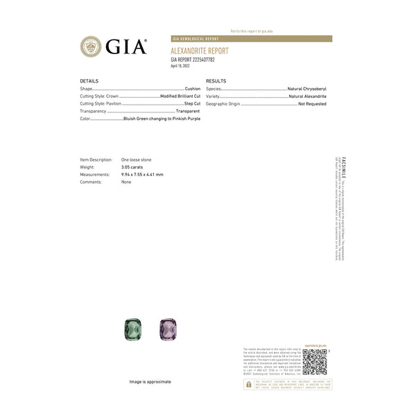 Natural Alexandrite 3.05 Carats With GIA Report