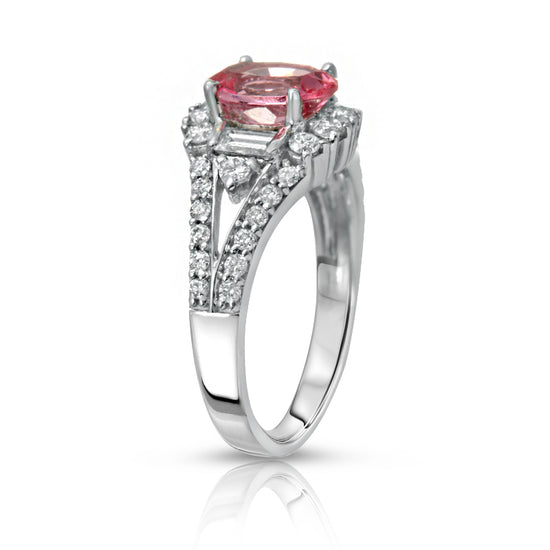 Natural Neon Tanzanian Mahenge Spinel 1.47 carats set in 14K White Gold Ring with Diamonds