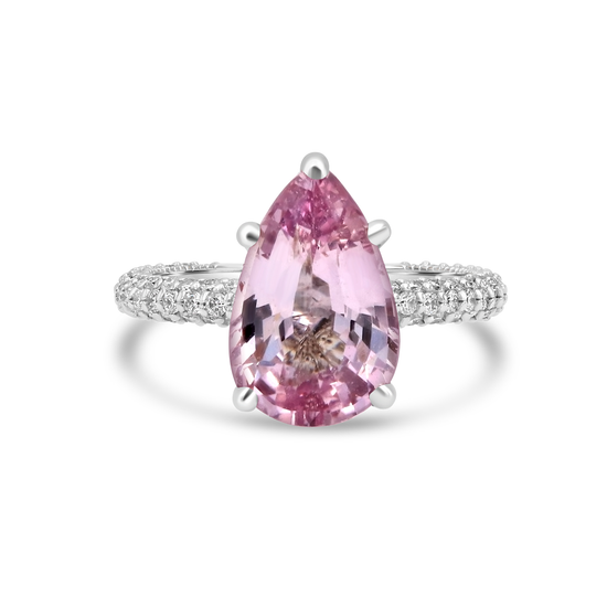 Natural 4.57 Carats Pink Sapphire and Diamond Ring
