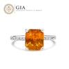 Natural 4.02 Carats Orange Sapphire and Diamond Ring