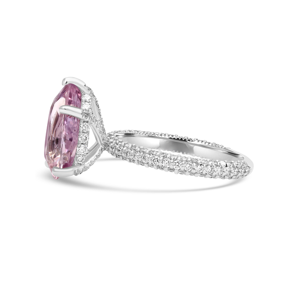 Natural 4.57 Carats Pink Sapphire and Diamond Ring