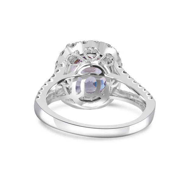 Natural Unheated 4.58 Carats Purple Sapphire and Diamond Ring With GIA Report
