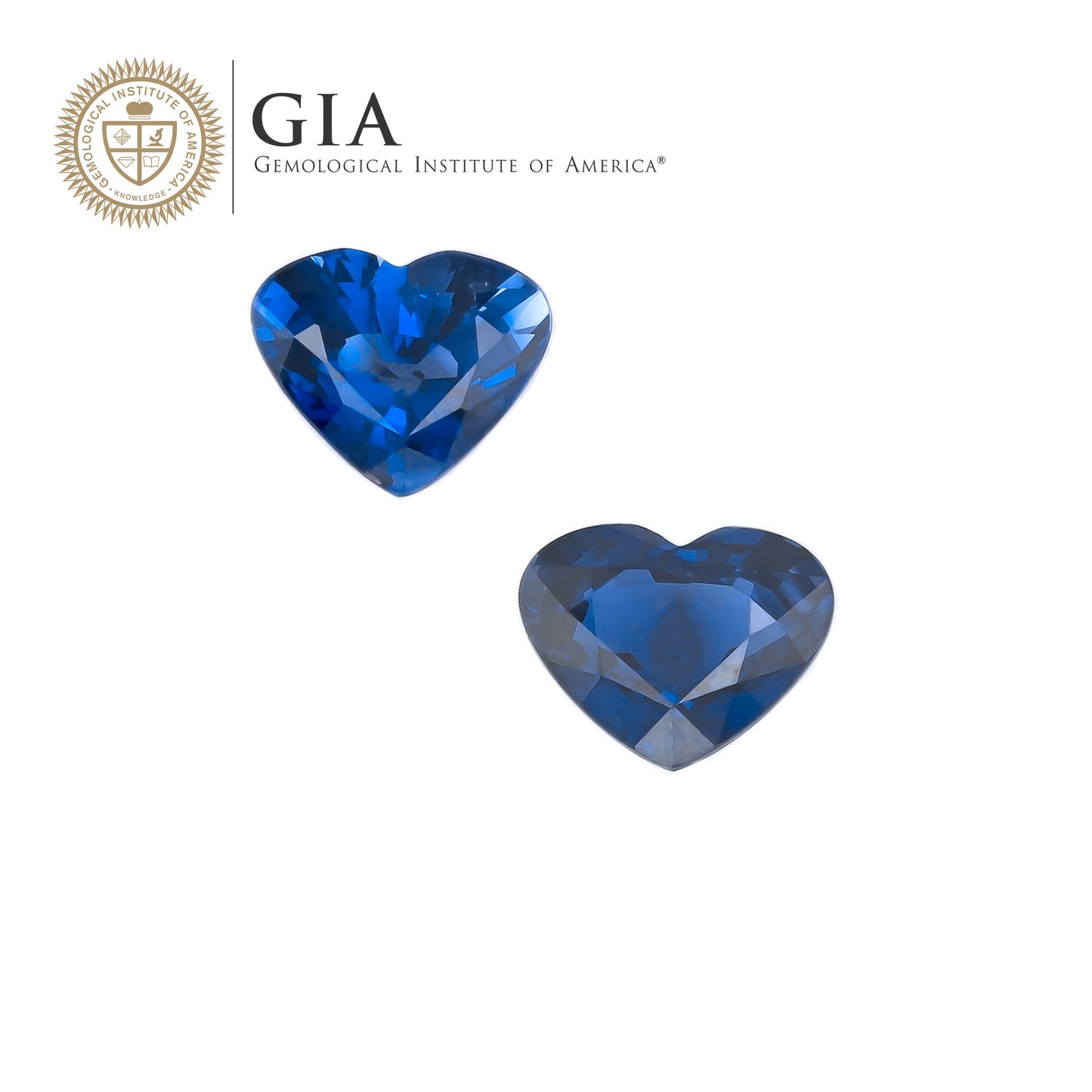 Natural Blue Sapphire Pair Heart Shape 4.03 Total Carat Weight With GIA Report