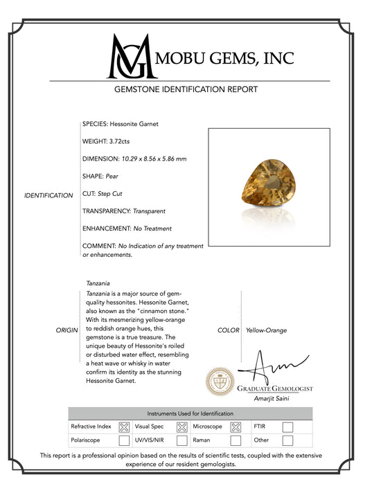 Natural Hessonite Garnet 3.72 Carats