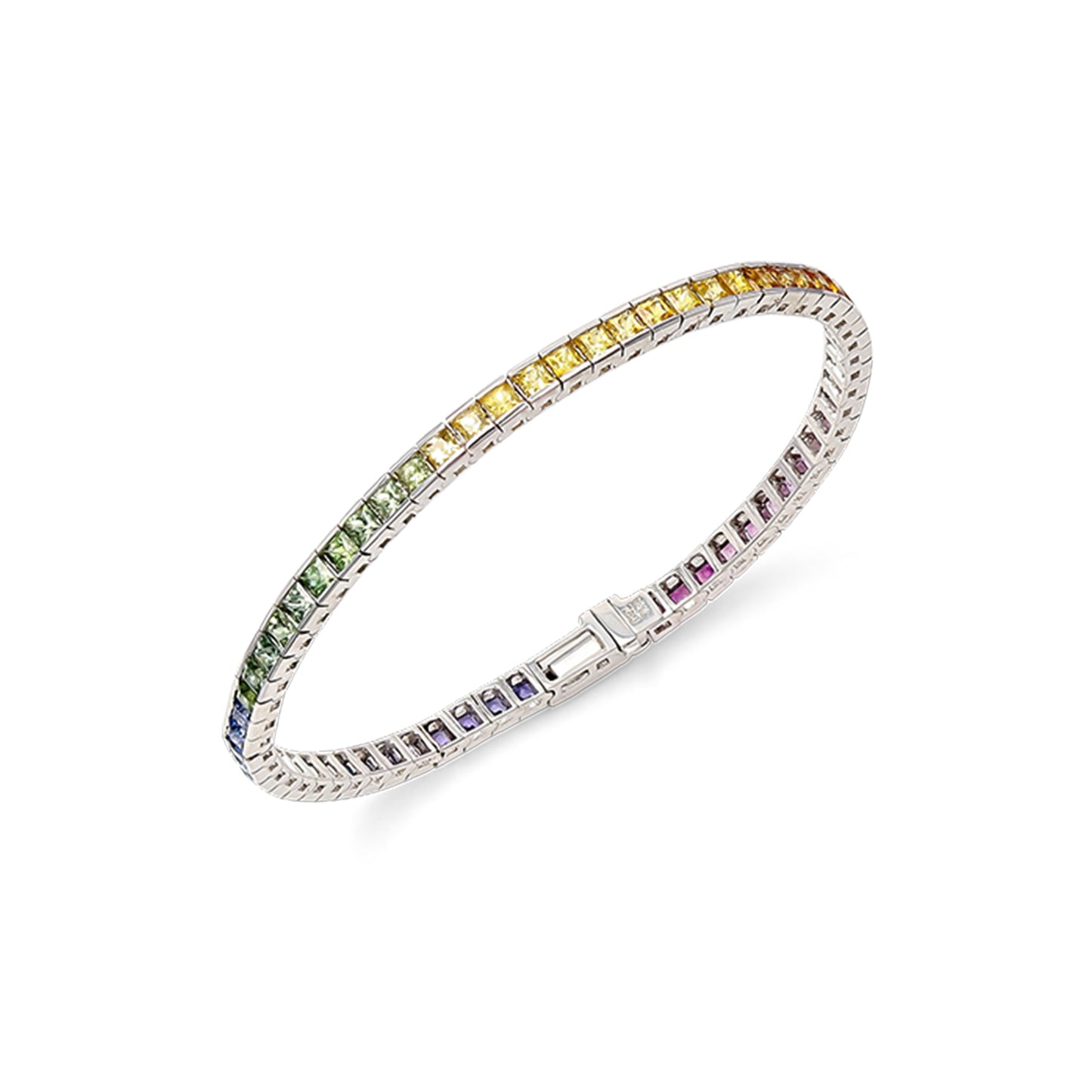 Multi Color Sapphire Bracelet 14K White Gold – Heritage Gems+Jewels
