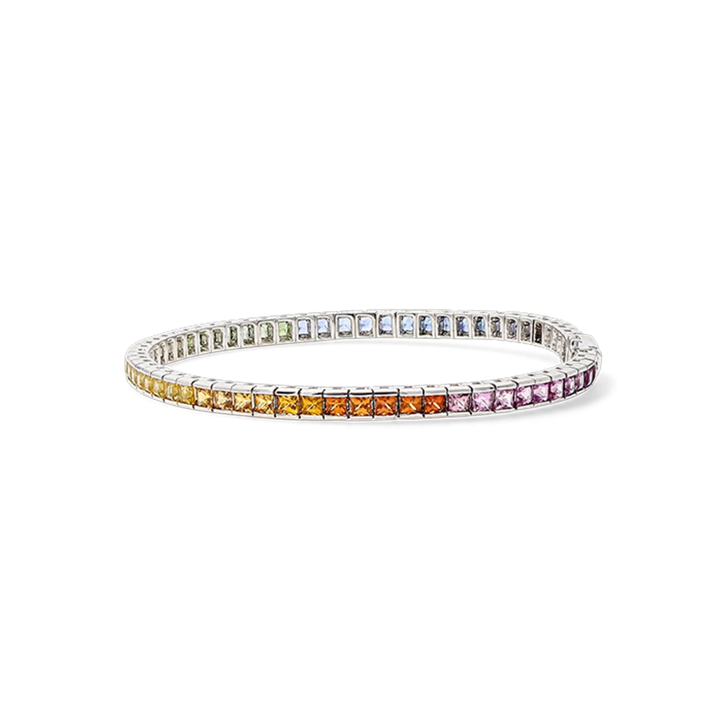 Load image into Gallery viewer, Multi Color Sapphire Bracelet 14K White Gold
