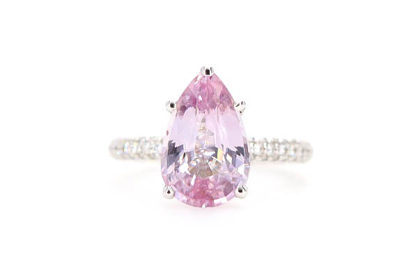 Natural 4.57 Carats Pink Sapphire and Diamond Ring