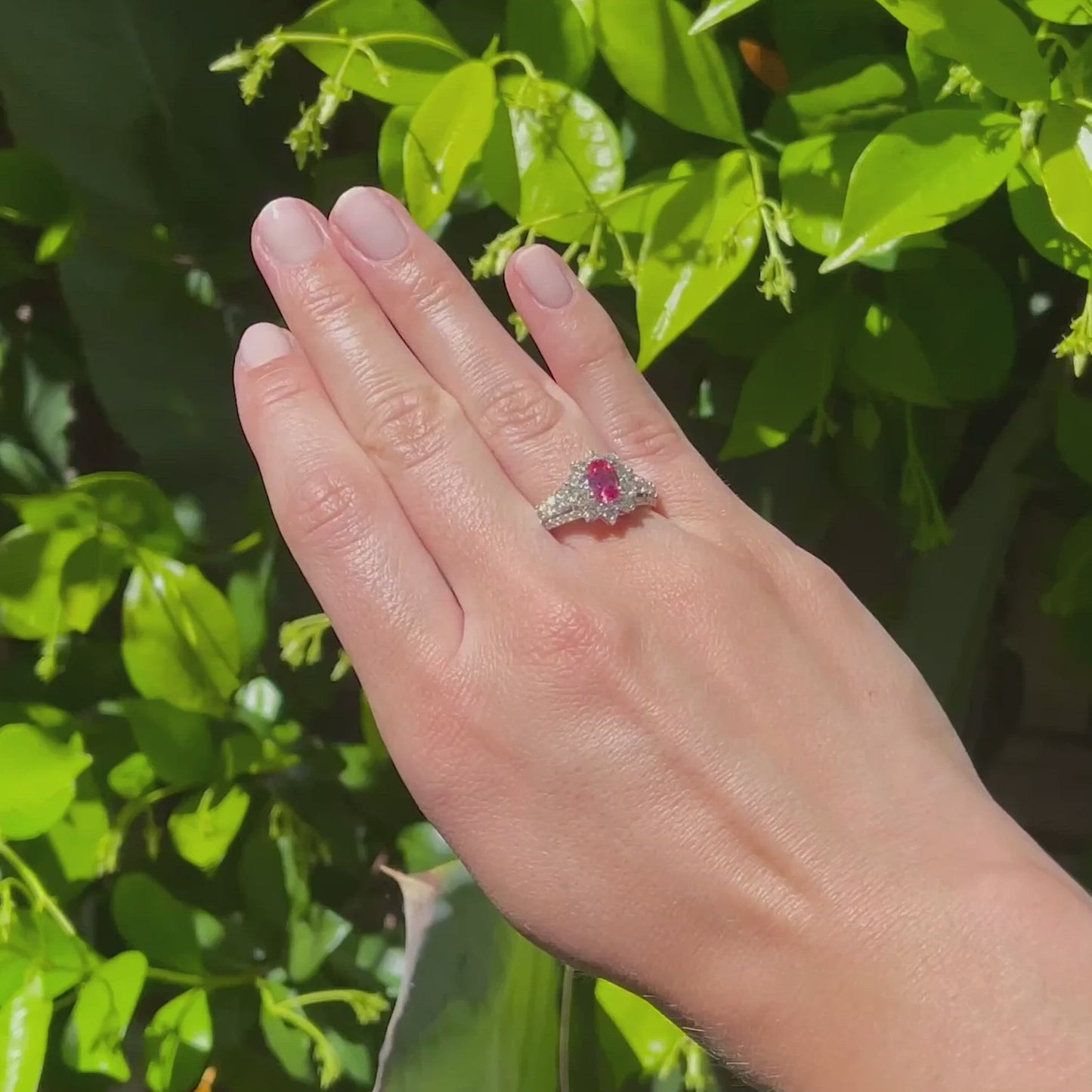 Load and play video in Gallery viewer, Natural Hot Pink Spinel and Diamond Ring
