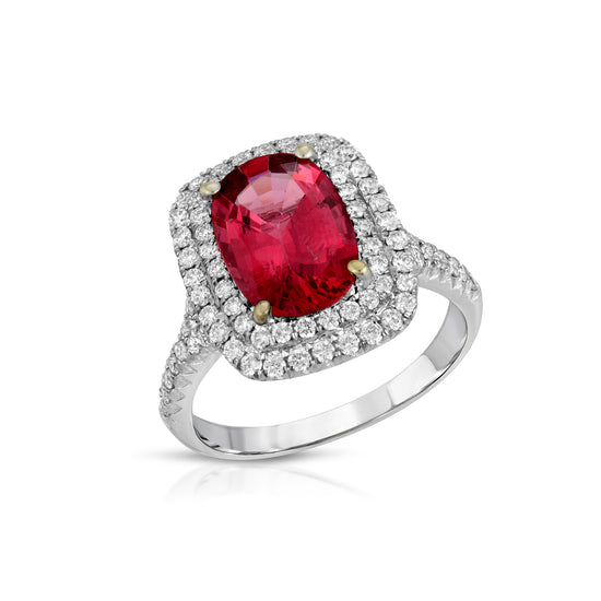 Natural Tanzanian Red Spinel set in 18K White Gold