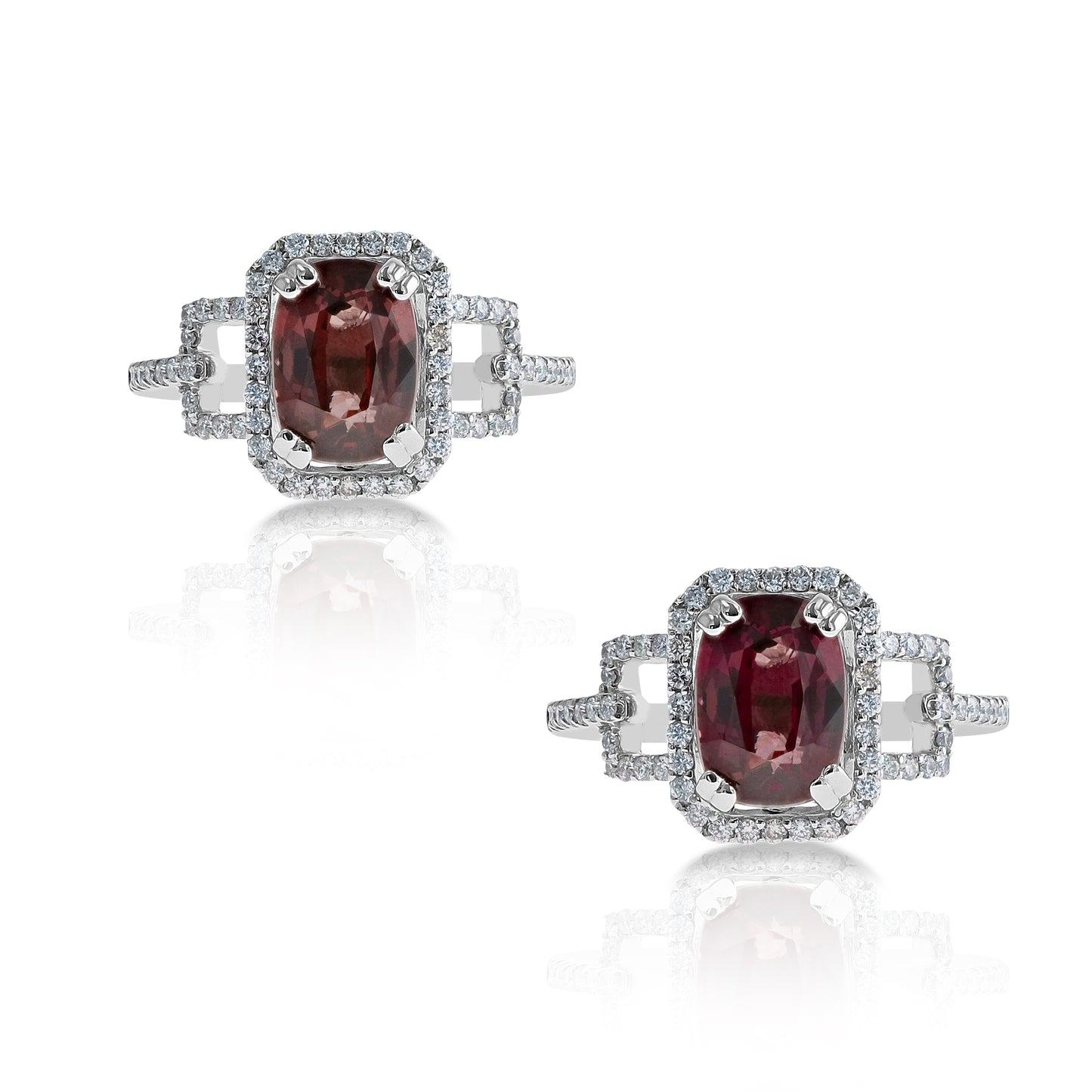 Load image into Gallery viewer, Color Change Garnet Ring Diamond RIng Unique Diamond Ring Engagement Ring 
