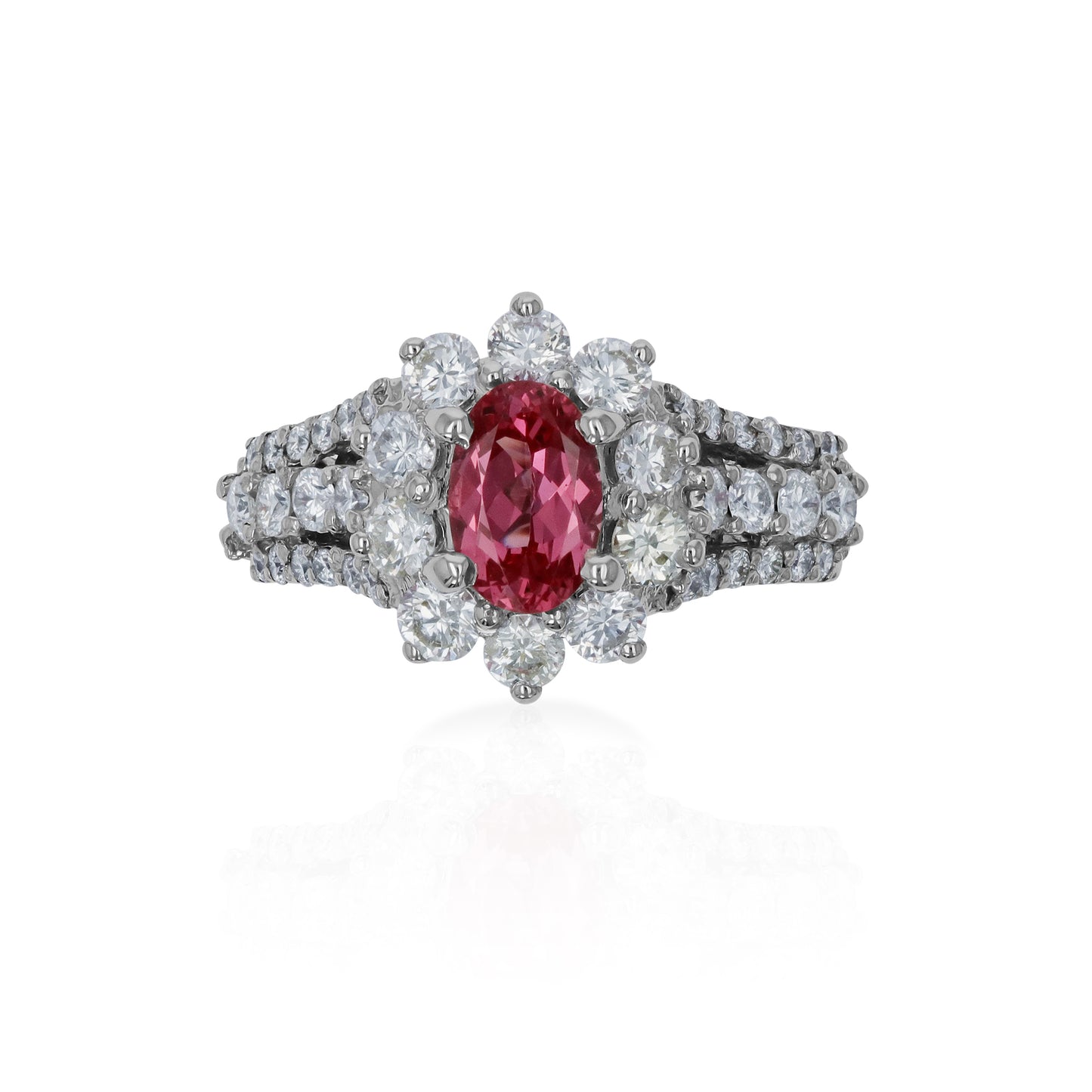 Pink sapphire engagement ring with diamonds / Undina | Eden Garden Jewelry™