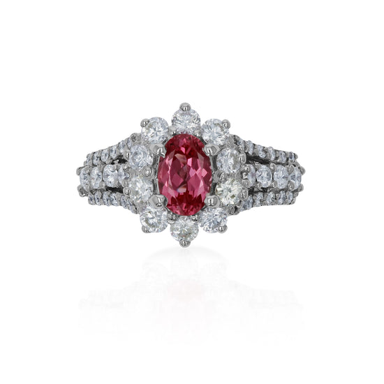 Load image into Gallery viewer, Natural Hot Pink Spinel and Diamond Ring
