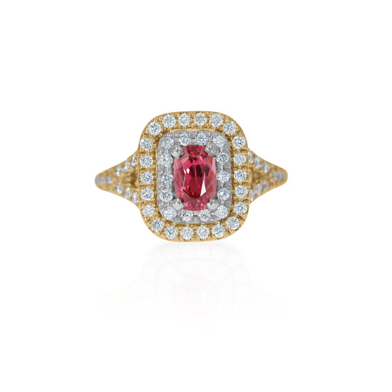 Load image into Gallery viewer, Natural Tanzanian Red Spinel and Diamond Ring
