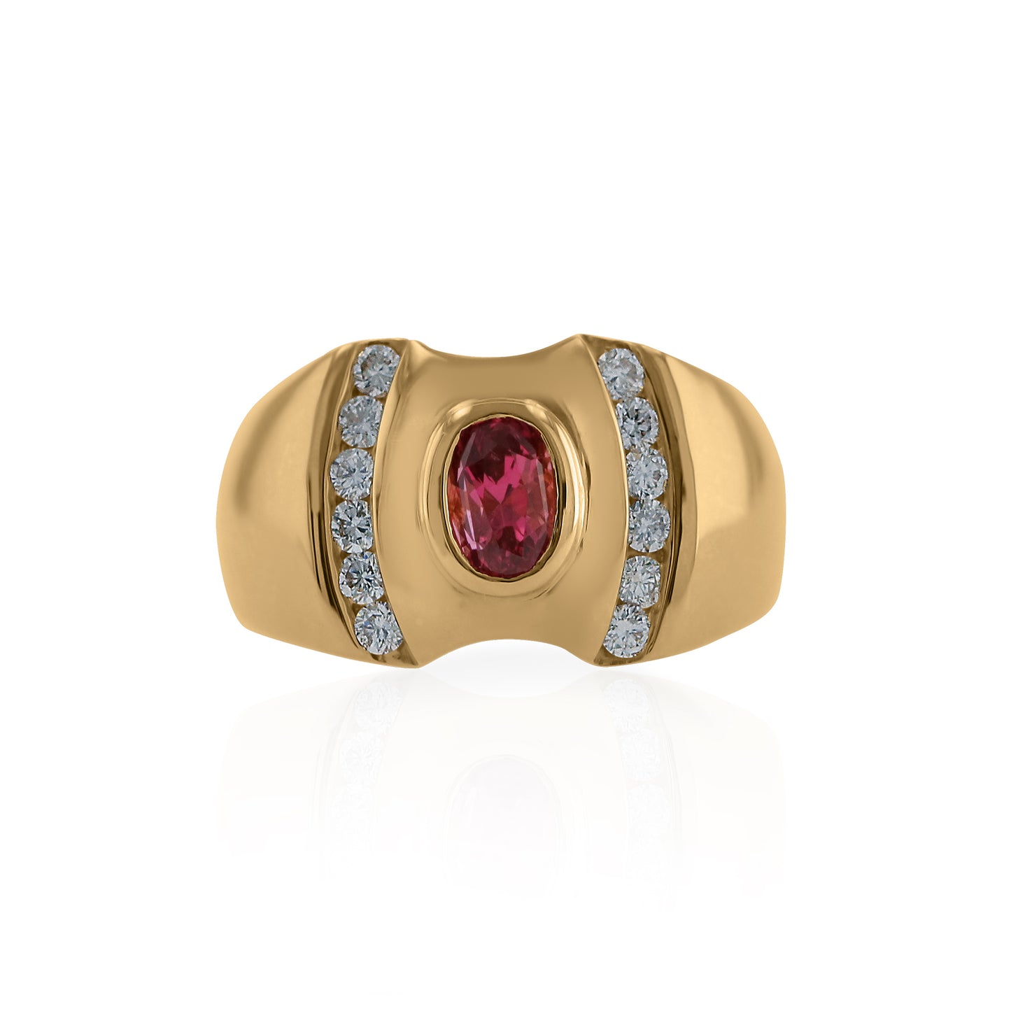 Natural Tanzanian Red Spinel Ring set in 18K White Gold