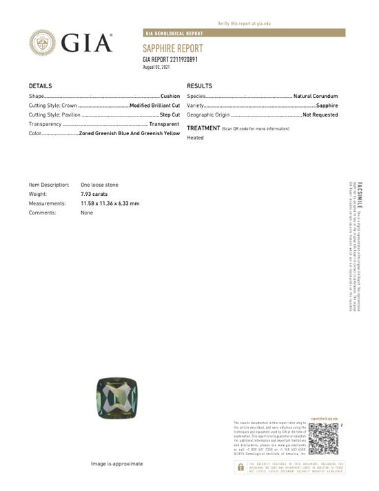 Natural Bi-Color Sapphire 7.93 Carats With GIA Report