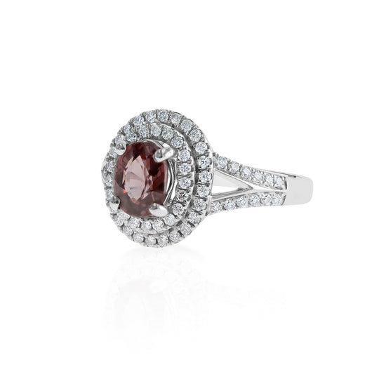 Natural Color Change Garnet and Diamond Ring