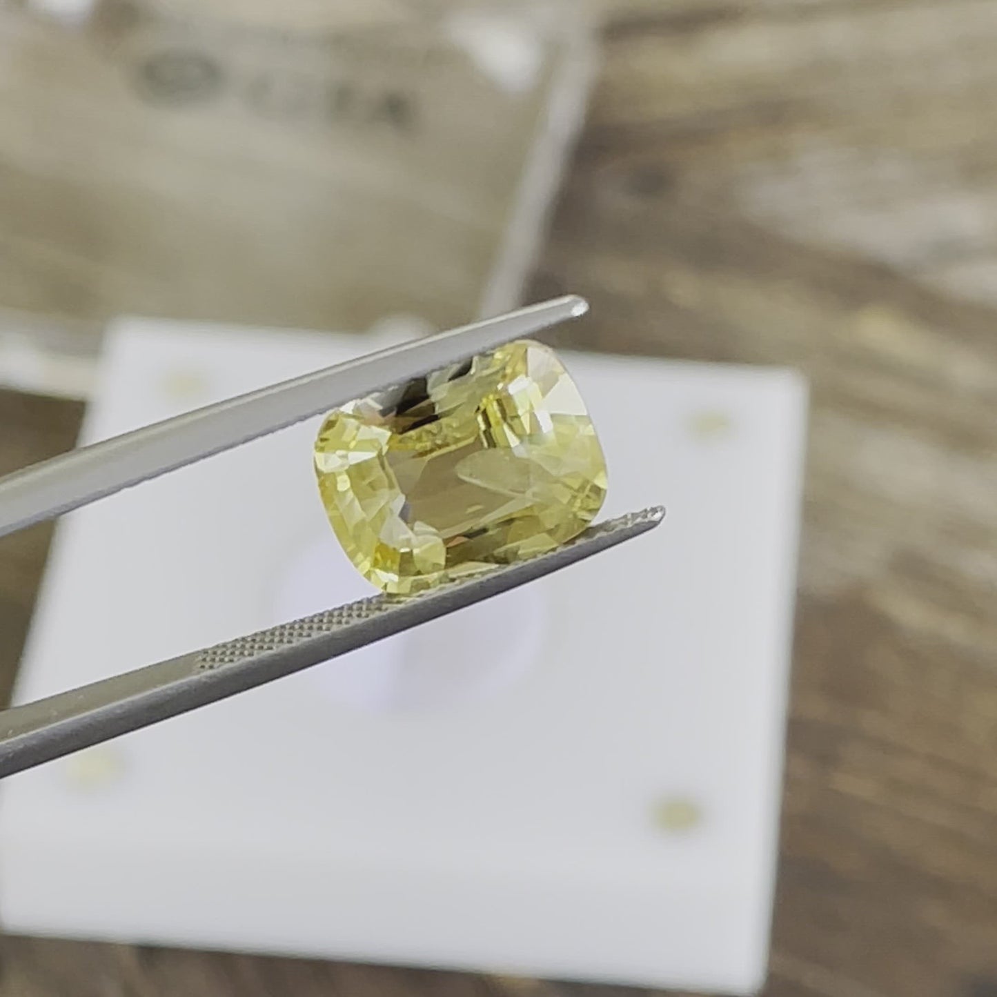 Load and play video in Gallery viewer, Natural Unheated Yellow Sapphire 5.29 Carats With GIA Report
