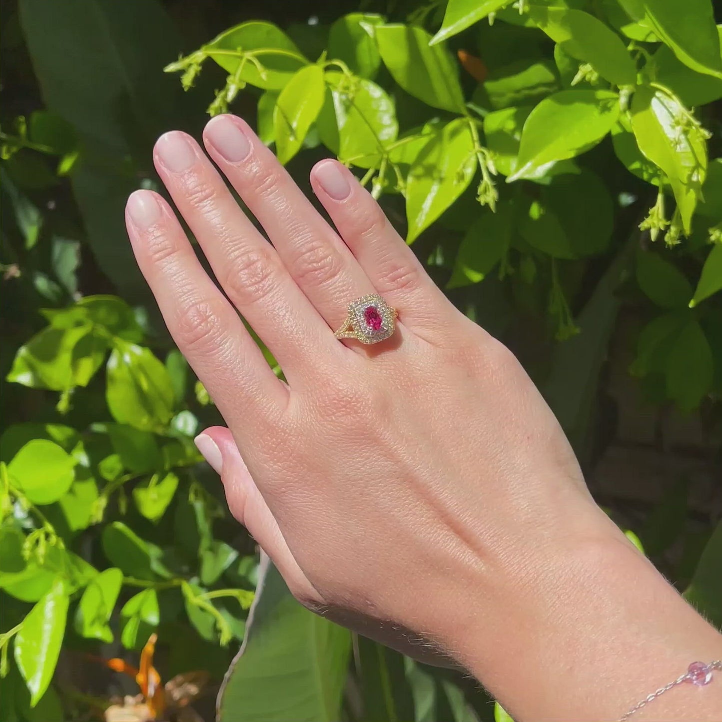 Load and play video in Gallery viewer, Natural Tanzanian Red Spinel and Diamond Ring
