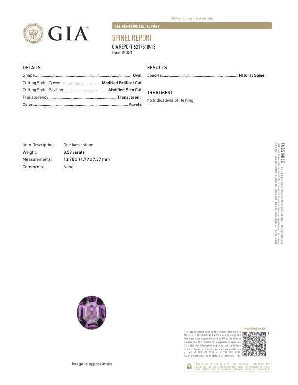 Natural Purple Spinel 8.59 Carats