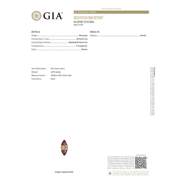Natural Axinite 4.07 Carats With GIA Report