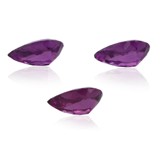 Natural Purple Garnet Three Piece Set Pear Shape 3.05 Total Carat Weight