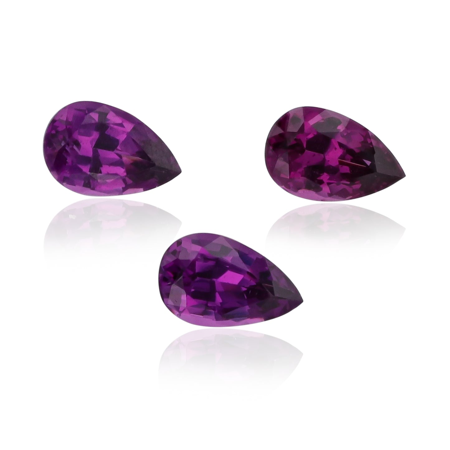 Natural Purple Garnet Three Piece Set Pear Shape 3.05 Total Carat Weight