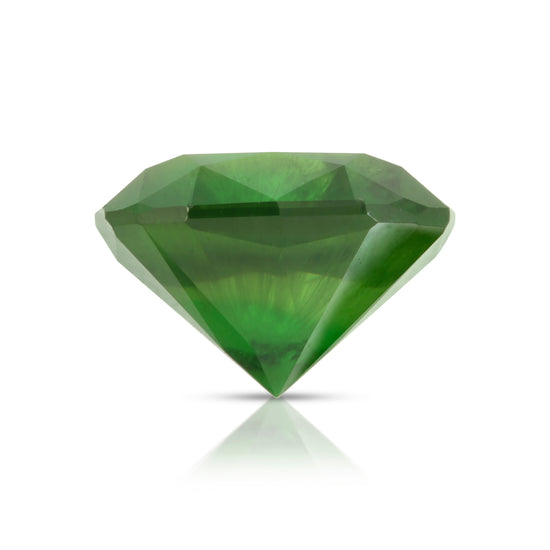 Natural Unheated Russian Demantoid Garnet with 'horse tail' inclusions Cushion shape 3.45ct With GIA Report