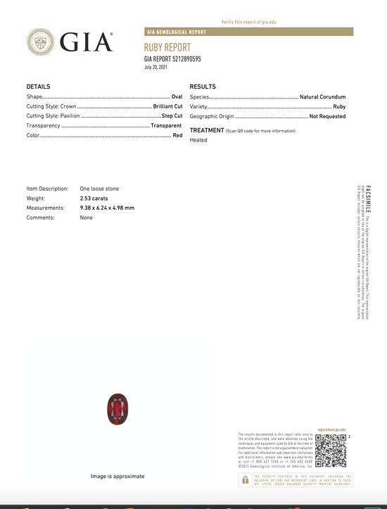 Natural Ruby 2.53 Carats with GIA Report