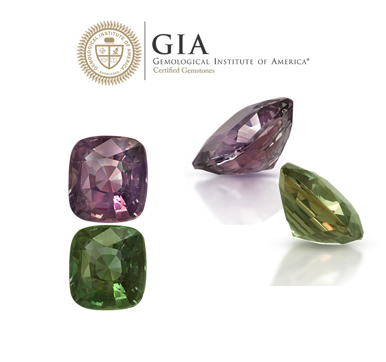 Load image into Gallery viewer, Natural Alexandrite Blue-Green Changing to Purple Color Cushion shape  3.26 Carats With GIA Report
