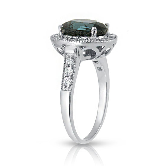 Natural Blue Spinel 3.95 carats set in 14K White Gold Ring with Diamonds