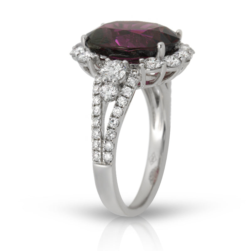 Load image into Gallery viewer, Natural Purple Garnet 7.32 Carats Set in 18K White Gold Ring with Diamonds
