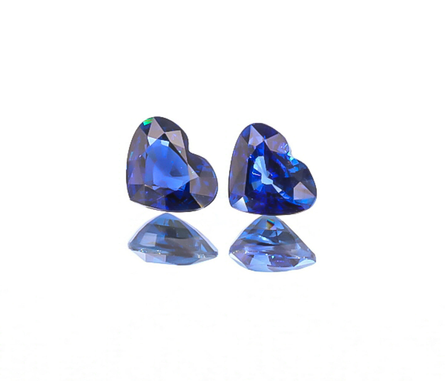 Natural Blue Sapphire Pair Heart Shape 4.03 Total Carat Weight With GIA Report