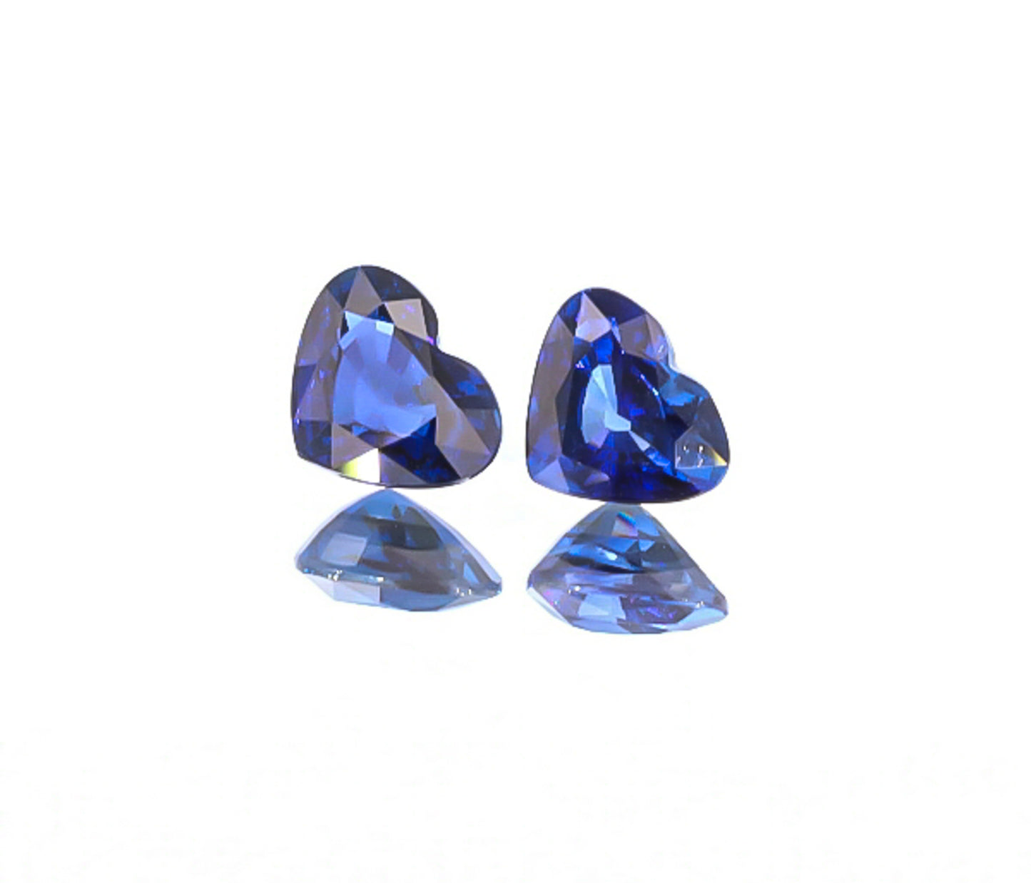 Natural Blue Sapphire Pair Heart Shape 4.03 Total Carat Weight With GIA Report