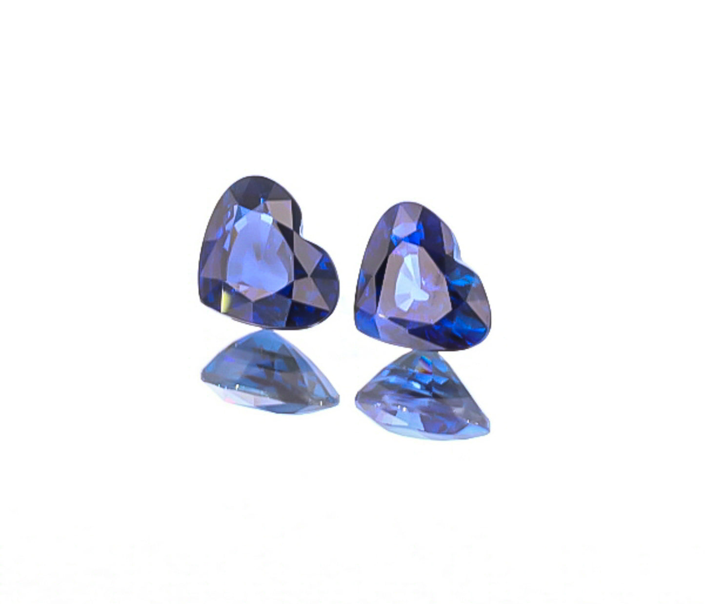 Natural Blue Sapphire Pair Heart Shape 4.03 Total Carat Weight With GIA Report