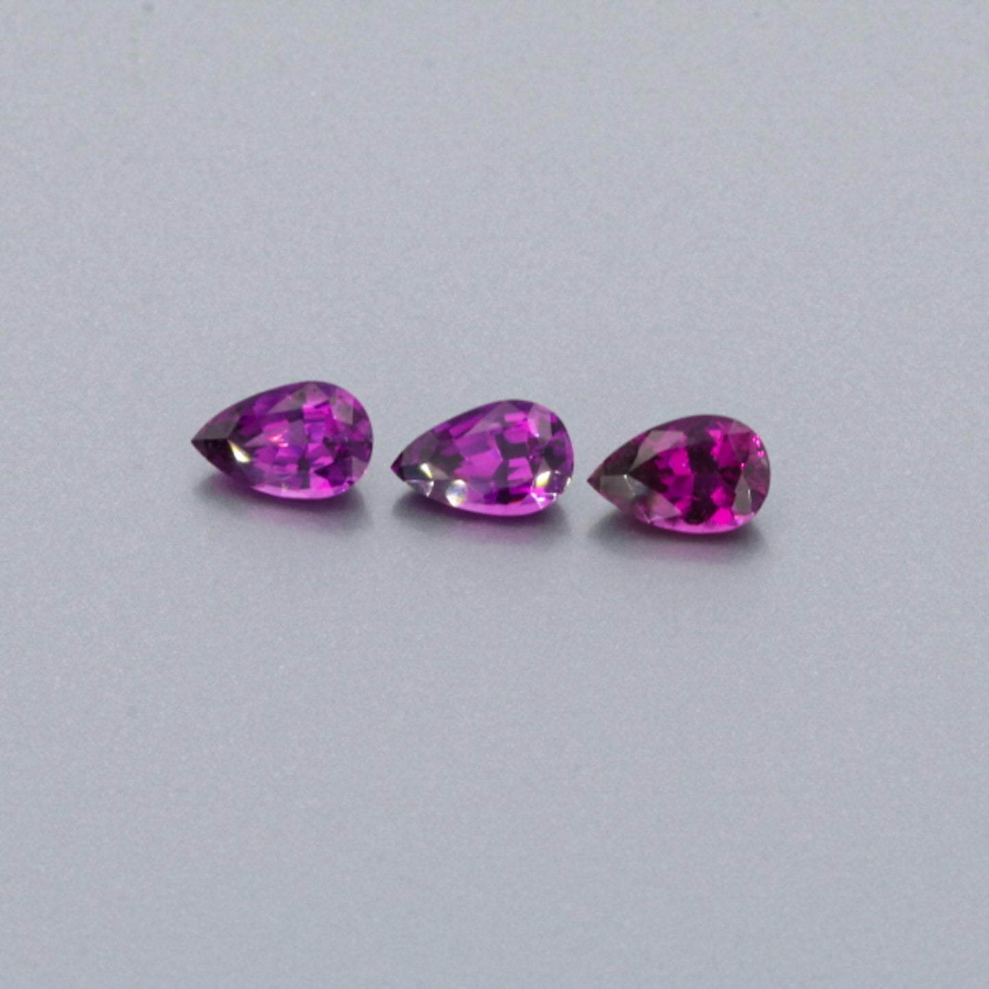 Natural Purple Garnet Three Piece Set Pear Shape 3.05 Total Carat Weight