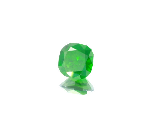 Natural Unheated Russian Demantoid Garnet with 'horse tail' inclusions Cushion shape 3.45ct With GIA Report