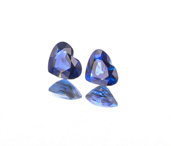 Natural Blue Sapphire Pair Heart Shape 4.03 Total Carat Weight With GIA Report