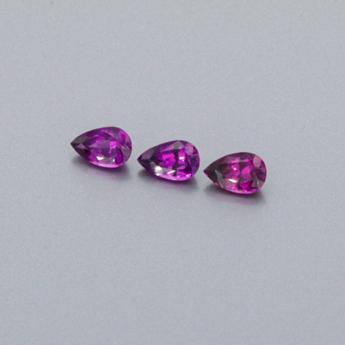 Natural Purple Garnet Three Piece Set Pear Shape 3.05 Total Carat Weight