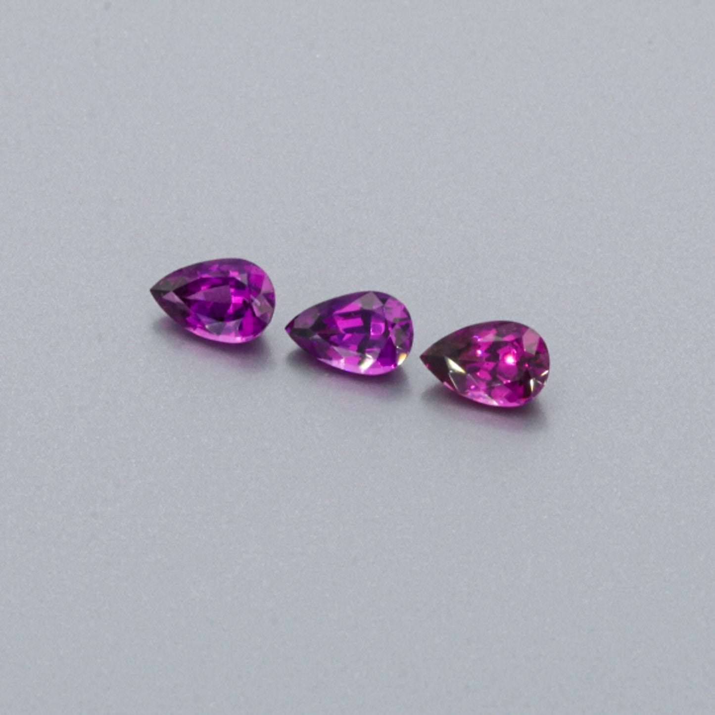Natural Purple Garnet Three Piece Set Pear Shape 3.05 Total Carat Weight