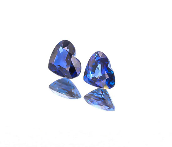 Natural Blue Sapphire Pair Heart Shape 4.03 Total Carat Weight With GIA Report