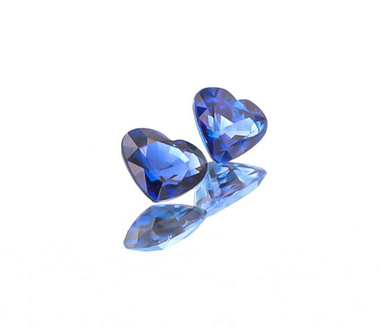 Natural Blue Sapphire Pair Heart Shape 4.03 Total Carat Weight With GIA Report