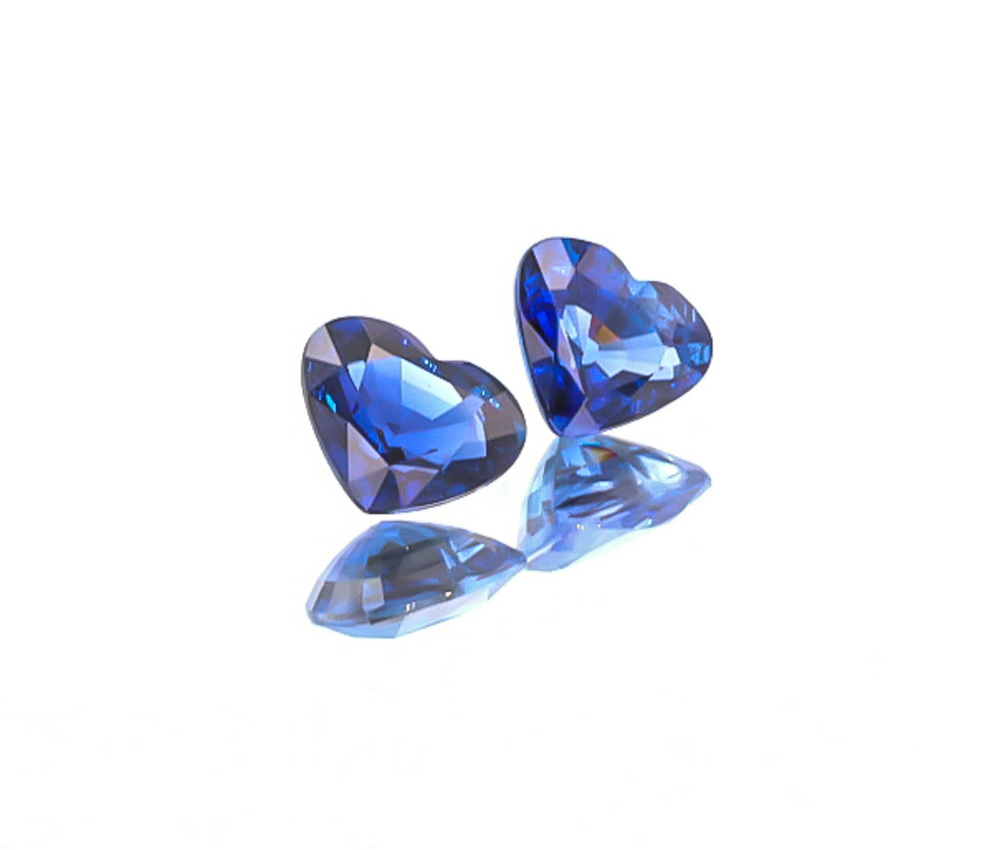 Natural Blue Sapphire Pair Heart Shape 4.03 Total Carat Weight With GIA Report