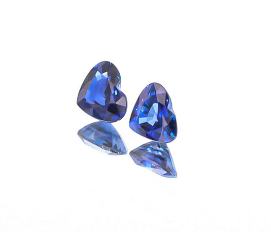 Natural Blue Sapphire Pair Heart Shape 4.03 Total Carat Weight With GIA Report