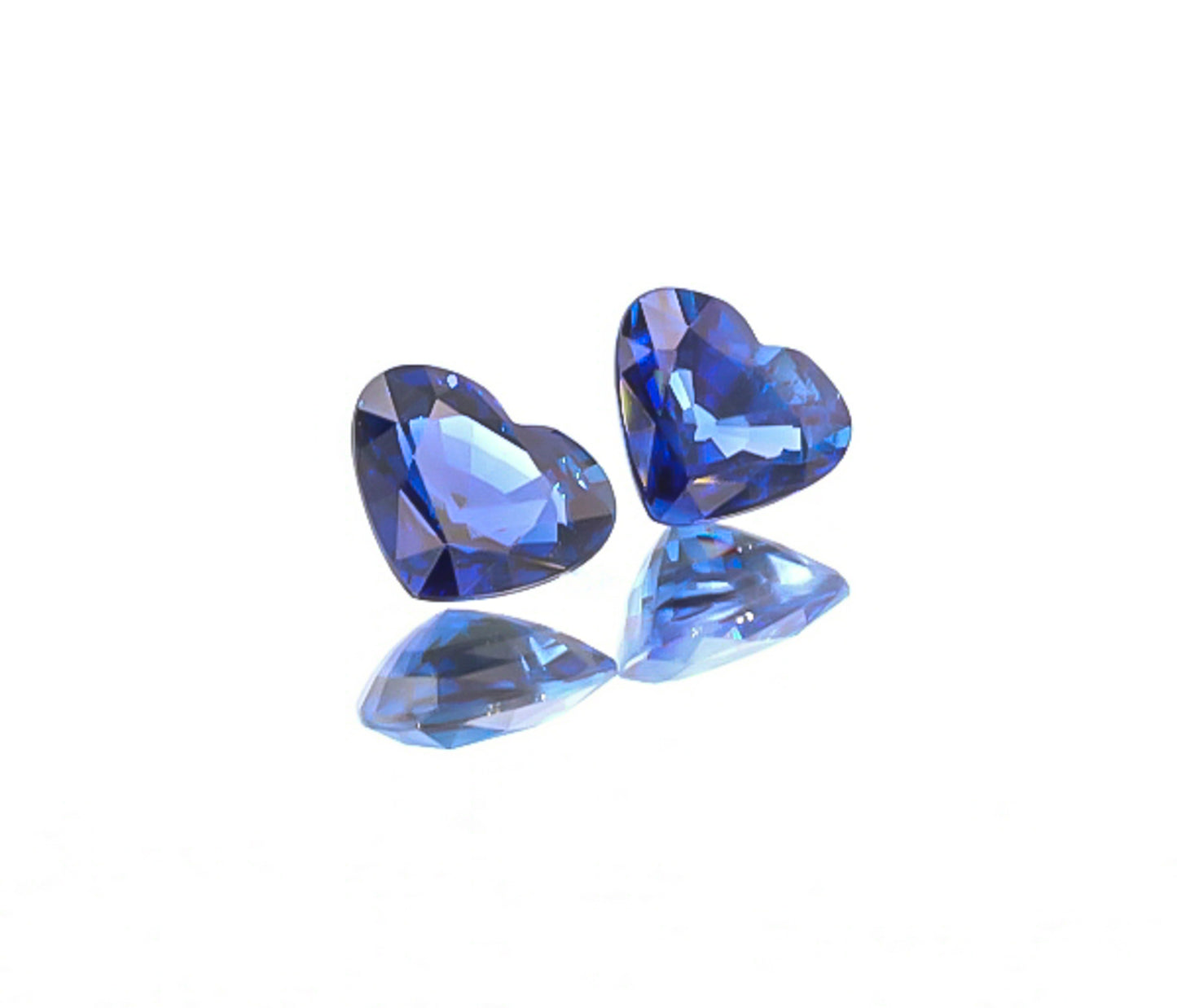 Natural Blue Sapphire Pair Heart Shape 4.03 Total Carat Weight With GIA Report