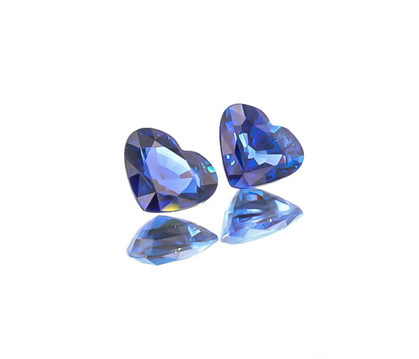 Natural Blue Sapphire Pair Heart Shape 4.03 Total Carat Weight With GIA Report