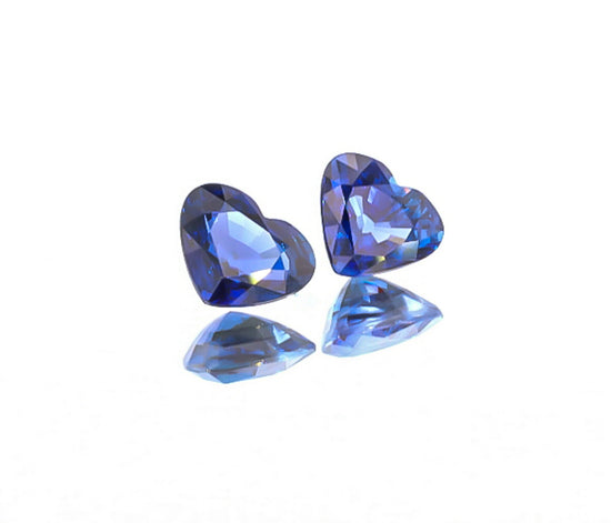 Natural Blue Sapphire Pair Heart Shape 4.03 Total Carat Weight With GIA Report