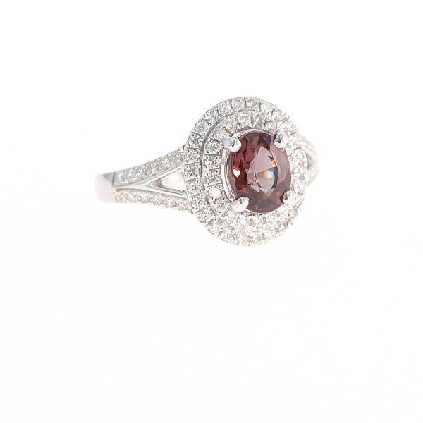 Natural Color Change Garnet and Diamond Ring